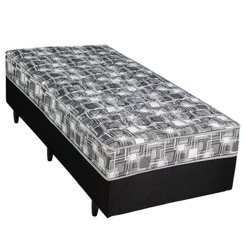 Cama Box Conjugada Solteiro Berflex com Molas Ensacadas Espuma D26 Suporte 90kg Preta Certificada In