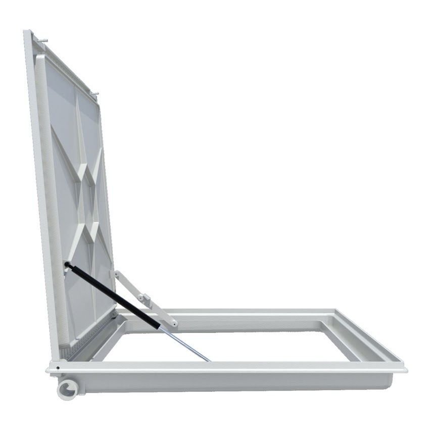 Tampa Casa Máquina Alumínio Rebaixo Aparente Cinza 90x90cm - 4