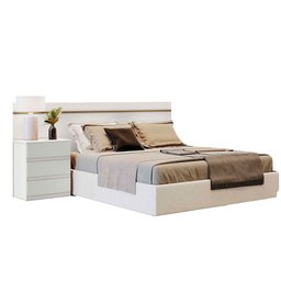 Cabeceira Box Casal Logan com 1 Mesa de Cabeceira Clic Móveis - 3 Cabeceira Box Casal Logan com 1 Mesa de Cabeceira Clic Móveis - 3