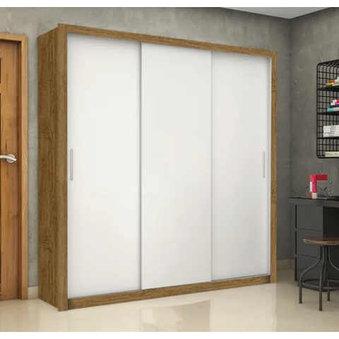 Guarda Roupa Clarice 3 Pts Cinamomo/branco - Carioca Móveis