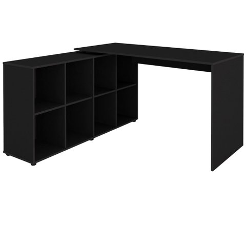 Escrivaninha em L Mesa Office 8 Nichos Nero Ii Preto