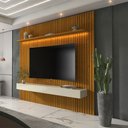 Ver imagem 1 de Painel para Tv até 85 Polegadas Nobre Ripado 2 Gavetas 100% Mdf com Led Naturale/off White - Gelius