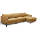 Ver imagem 3 de Sofá 4 Lugares com Chaise Direito Sala Living 300cm Amábile L06 Couro Marrom Claro - Lyam Decor