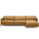 Ver imagem 2 de Sofá 4 Lugares com Chaise Direito Sala Living 300cm Amábile L06 Couro Marrom Claro - Lyam Decor