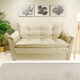 Sofá Small 3 Lugares Conforto 160cm Suede Nude Herrero Decor - 3