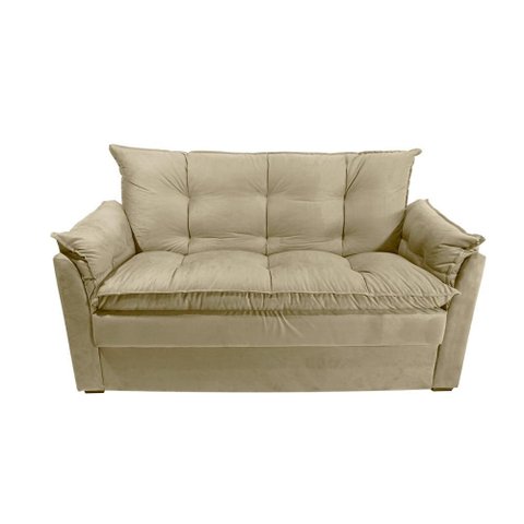 Sofá Small 3 Lugares Conforto 160cm Suede Nude Herrero Decor