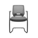 Ver imagem 2 de Kit 02 Cadeiras Escritório Fixas Aproximação Beezi Base Preta em S Assento Facto Dunas Grafite e Enc