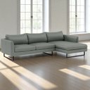 Ver imagem 1 de Sofá 4 Lugares com Chaise Lado Direito e Revestimento em Couro Sintético Cinza Médio
