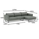 Ver imagem 3 de Sofá 4 Lugares com Chaise Lado Direito e Revestimento em Couro Sintético Cinza Médio