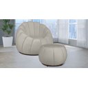 Ver imagem 1 de Kit Poltrona Decorativa C/ Puff Concha Veludo Marfim - Londrilar