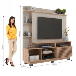 Home para Tv 65 Polegadas 2portas Ho4200 Carvalho Oak Petra Decibal Carvalho Oak Petra - 2