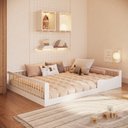 Ver imagem 1 de Cama Casal Infantil em MDP Montessoriana Branco/Marrom Yescasa