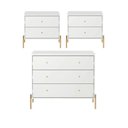 Ver imagem 1 de Conjunto 2 Mesas de Cabeceira e Cômoda 3 Gavetas Jasper - Branco c/ Dourado