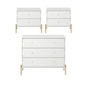 Ver imagem 1 de Conjunto 2 Mesas de Cabeceira e Cômoda 3 Gavetas Jasper - Branco C/ Dourado