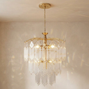 Ver imagem 1 de Lustre 44cm Dourado Vidro Sala Jantar Teto Pendente