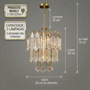 Ver imagem 6 de Lustre 44cm Dourado Vidro Sala Jantar Teto Pendente