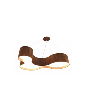 Lustre Pendente Semi Cilíndrico Madeira 75cm - Imbuia