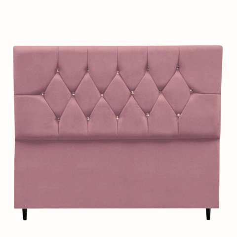 Cabeceira Cama Estofada Box Queen 160 Cm Aurora Suede Rosê