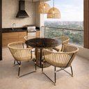 Ver imagem 1 de Conjunto 1 Mesa e 4 Cadeiras Costa Bella Bege/Rami/Areia