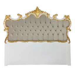 Cabeceira de Cama Branco com Estofado Cinza com Captonê - 175x195cm - 1