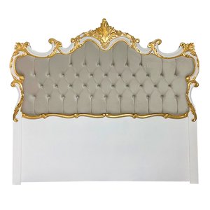 Cabeceira de Cama Branco com Estofado Cinza com Captonê - 175x195cm