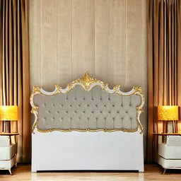 Cabeceira de Cama Branco com Estofado Cinza com Captonê - 175x195cm - 2