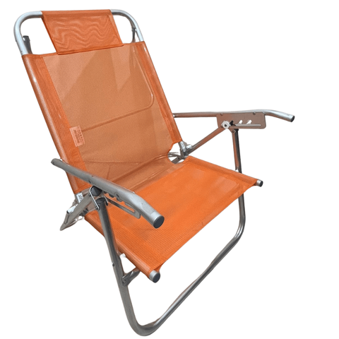 Cadeira de Praia Conforto Oversize Reclinavel 140kg Ronchetti Laranja