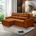 Ver imagem 1 de Sofa Retratil Reclinavel 2 Lugares 2,40 Vitória Veludo Terracota Lansofbr