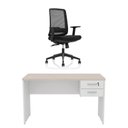 Ver imagem 2 de Conjunto Mesa de Escritório 120x60cm com 2 Gavetas + Cadeira Netflex Ergonômica Premium Reclinável