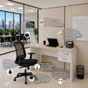 Ver imagem 7 de Conjunto Mesa de Escritório 120x60cm com 2 Gavetas + Cadeira Netflex Ergonômica Premium Reclinável