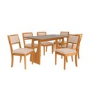 Ver imagem 2 de Conjunto Mesa Mila Premium Madeira Maciça C/ Tampo Madeirado C/ Vidro 160x90cm e 6 Cadeiras Alice