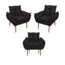 Ver imagem 1 de Kit 03 Poltronas Opala Confortável Sala, Quarto Cor:preta