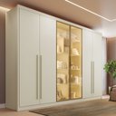 Ver imagem 1 de Guarda Roupa Madri 6 Portas 6 Gavetas 100 MDF 2 Portas Reflectas - Mademarcs