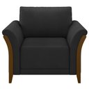 Ver imagem 6 de Poltrona Decorativa Sala de Estar 102cm Pés Madeira Roya M22 PU Preto - Mpozenato