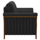 Ver imagem 5 de Poltrona Decorativa Sala de Estar 102cm Pés Madeira Roya M22 PU Preto - Mpozenato