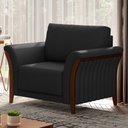 Ver imagem 2 de Poltrona Decorativa Sala de Estar 102cm Pés Madeira Roya M22 PU Preto - Mpozenato