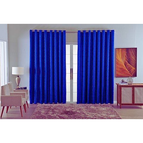 Cortina Jacquard Luxo em Tecido Semi Blackout Sala 5,00x2,80:azul Royal