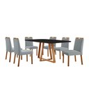 Ver imagem 1 de Conjunto Sala de Jantar Mesa Florença 180x90cm Preto com 6 Cadeiras Dallas Linho Cinza
