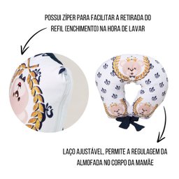 Almofada Amamentação Estampada Bebê Menino com Enchimento e Zíper - Rei Arthur Marinho - 7