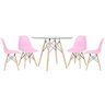 Mesa Redonda Eames 100cm + 4 Cadeiras Rosa Claro - 1