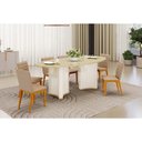 Ver imagem 1 de Conjunto: Mesa de Cozinha Liz C/ Tampo Madeirado C/ Vidro Oval 218x108cm e 6 Cadeiras Sofia Off