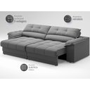 Ver imagem 4 de Sofá com Carregador Usb e Molas no Assento Retrátil Reclinável Mimo 2,00m Velosuede Grafite - Netsof