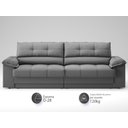 Ver imagem 3 de Sofá com Carregador Usb e Molas no Assento Retrátil Reclinável Mimo 2,00m Velosuede Grafite - Netsof