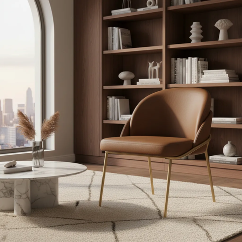 Cadeira Poltrona Decorativa Nuvem Premium Orgânico:courino Sintético Marrom