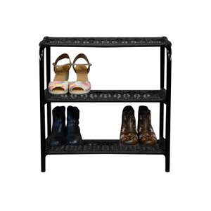 Sapateira Ratan Hawai 3 Prateleiras:preto