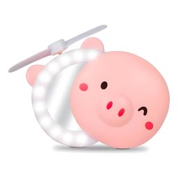 Espelho Maquiagem Led Portátil Porquinho C/ Mini Ventilador - 1