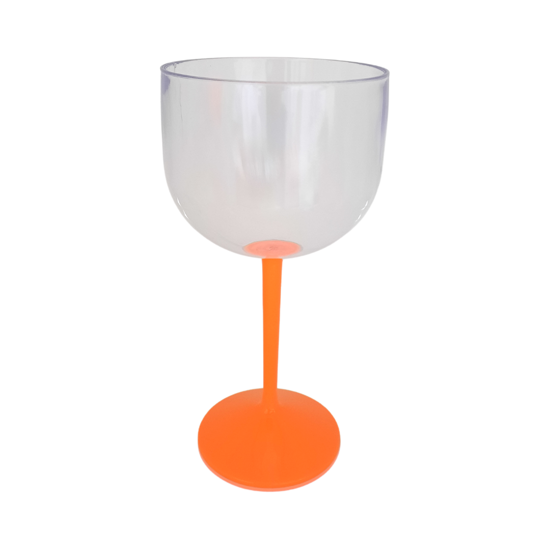 7 Taças de Gin Acrílico Base Sólida Neon 550 ML: Laranja Neon - 1