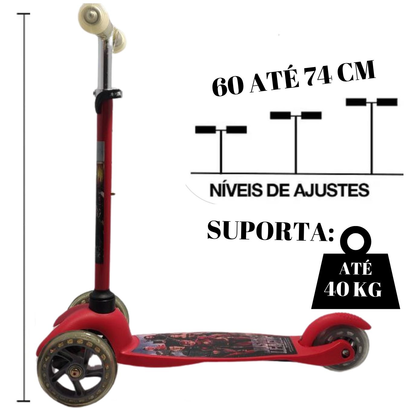 Patinete Infantil 3 Rodas Ajustavel Personag:liga da Justiça - 2