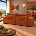 Ver imagem 2 de Sofá Modular 3 Lugares com Porta Copos 100% Espuma Balaqui Cor:Terracota