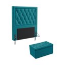 Ver imagem 1 de Kit Cabeceira Decorativa Cama Box Centaurus 90 Para Cama de Solteiro e Calçadeira Sagitarius Sued Az